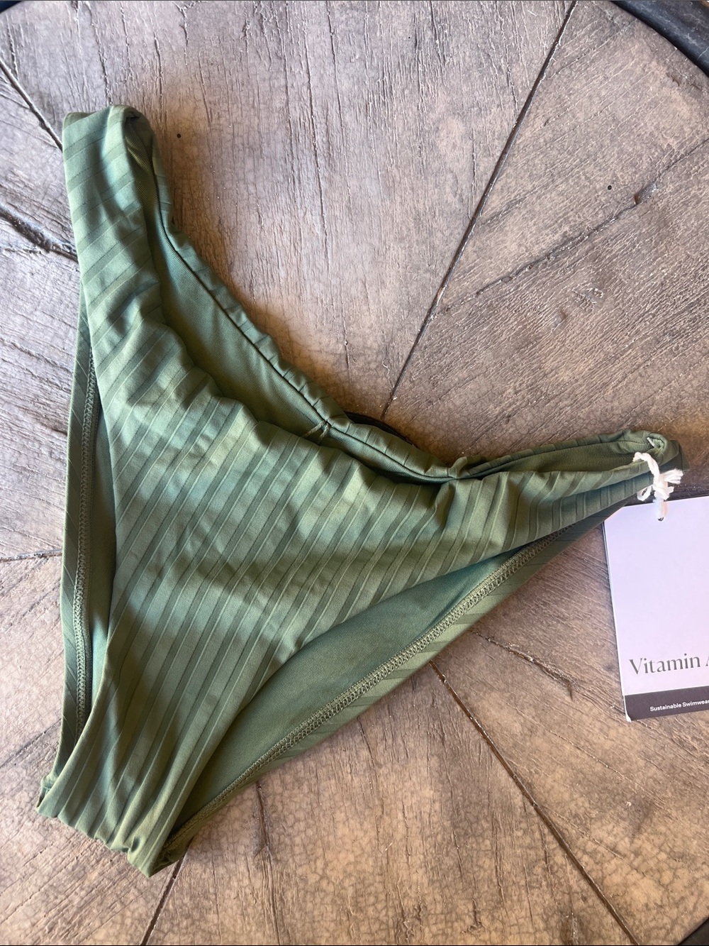Vitamin A Olive Ribbed High-Leg Bikini Brief